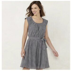 Lauren Conrad Gingham Tie Waist Sleeveless Shift Dress